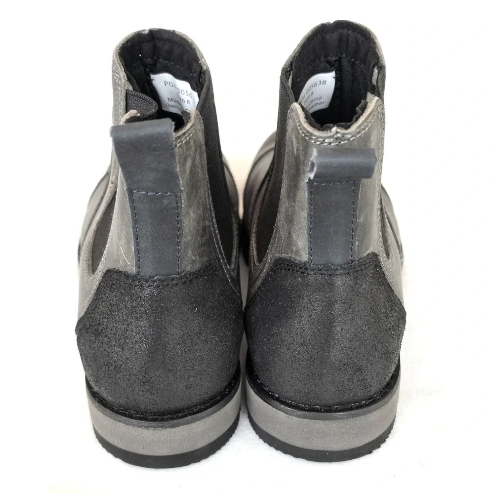 Territory Mens Grey Leather Chelsea Boots Cap Toe Ankle Boot PO 005638 Size 8